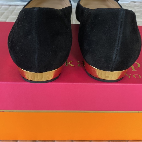SOLD Kate Spade Nicolette Black Suede Flats W/ Bow 9M - Picture 6 of 7